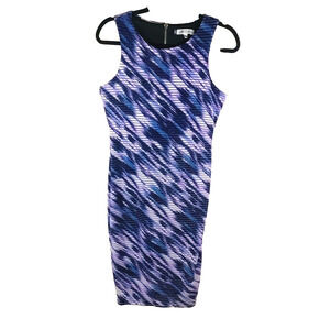 Jennifer Lopez Dress Size 8 Body Con Midi Sexy Purple Gray Cream Sleeveless